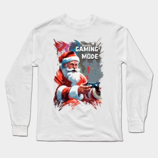 Santa Claus  Funny Gamer Playing Video Games on XMAS Long Sleeve T-Shirt